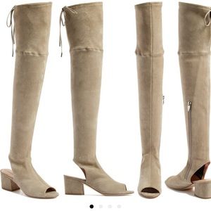 Over the knee bootie with toe cut out
